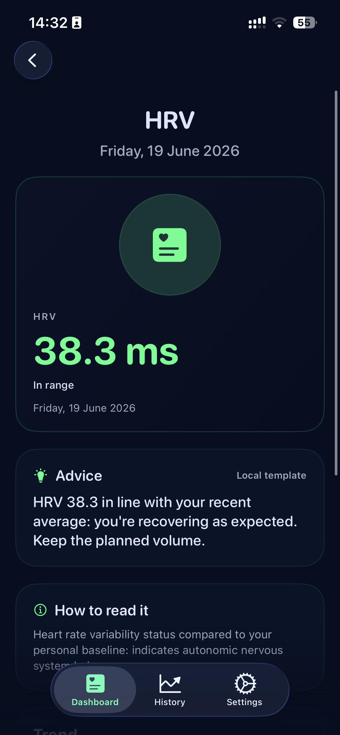 HRV / HRV Status screenshot
